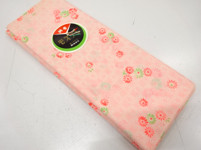 アンティーク　菊に麻の葉模様　長襦袢地反物